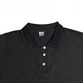 preiswerte Klassisches Poloshirt für Herren-Herren Rippenstrick-Top Muskelshirt Arbeit Lässig Klassisch Kurzarm Basic Modern Einfarbig Knöpfe Frühling &amp; Sommer Schmale Passform Schwarz Weiß Burgunderrot Hellgrau Khaki Rippenstrick-Top