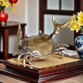 abordables Sculptures-figurine de crabe vintage en cuivre plaqué, décoration de bureau en crabe d&#039;haltérophilie, ornement de table à thé créatif, porte-stylo et décoration de bureau artisanale