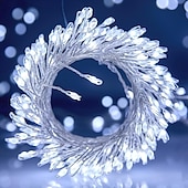 cheap Solar String Lights-10m Solar String Lights 370 LEDs with 13 Keys Remote - Warm, Cool White &amp; Blue Firecracker Lights for Holiday Party