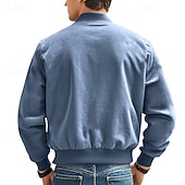baratos Jaquetas de Suede Sintético-Homens jaqueta leve Jaqueta Bomber Jaqueta Carga Jaqueta de Transição Férias Diário Manter Quente Bolsos Outono &amp; inverno Tecido Moda Clássico Colarinho Chinês Padrão Preto Azul Marinha Azul Marron