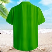  St. Patrick Men's Shamrock Gold Coin Casual Shirt Short Sleeve Casual St.Patrick's Day Summer Spring Turndown Button Up Black Green