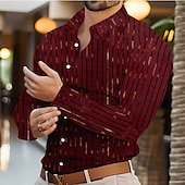 cheap Men&#039;s Dress Shirts-Men&#039;s Shirt Summer Shirt Striped Shirt Wrinkle Resistant Casual Shirt Button Up Shirt Stripe Wedding Vacation Light Blue Black White Red Long Sleeve Lapel Spring &amp;  Fall Clothing Apparel