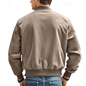 baratos Jaquetas de Suede Sintético-Homens jaqueta leve Jaqueta Bomber Jaqueta Carga Jaqueta de Transição Férias Diário Manter Quente Bolsos Outono &amp; inverno Tecido Moda Clássico Colarinho Chinês Padrão Preto Azul Marinha Azul Marron