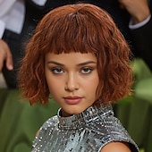 levne Paruky celebrit-paruky inspirované zendaya syntetická paruka kudrnatá s ofinou paruka krátká středně hnědá / tmavě kaštanová syntetické vlasy dámský módní design jemný přírodní hnědý
