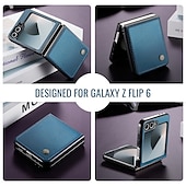 cheap Samsung Cases-Phone Case For Samsung Galaxy Z Flip 6 Z Flip 5 Back Cover Magnetic Support Wireless Charging Card Slot Retro TPU PU Leather
