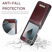 Χαμηλού Κόστους Samsung Θήκη-τηλέφωνο tok Για Samsung Galaxy Z Flip 6 Πίσω Κάλυμμα με βάση στήριξης Μαγνητική Υποστήριξη ασύρματης φόρτισης Ρετρό TPU PU δέρμα