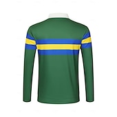 preiswerte Klassisches Poloshirt für Herren-Herren Poloshirts Golf Poloshirts Strasse Geschäft Klassisch Langarm Modisch Basic Farbblock Streifen Knopf Herbst Winter Regular Fit Marineblau Grün Poloshirts