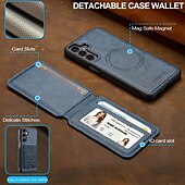 ieftine Carcasă Samsung-telefon Maska Pentru Samsung Galaxy S24 Ultra S24 Plus S24 S24 FE S23 S23 Ultra S23 Plus S22 S22 Plus Ultra S21 FE Capac Spate rezista Magnetic Acceptă încărcarea fără fir Retro TPU PU piele