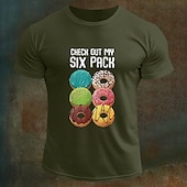 cheap Men&#039;s Graphic T Shirt-Men&#039;s Letter Printed Funny Donuts T Shirt Tee Top 100% Cotton Short Sleeve Graphic Shirt Black White Army Green Comfortable Tee Vacation Street Fashion Designer Clothing