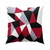 baratos estilo geométrico-Capa de almofada decorativa com padrão argyle 1 peça, capa de almofada quadrada macia, fronha para quarto, sala de estar, sofá, cadeira, preto, cinza, branco, vermelho