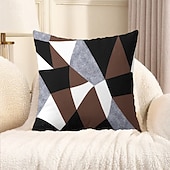 baratos estilo geométrico-Capa de almofada decorativa com padrão argyle 1 peça, capa de almofada quadrada macia, fronha para quarto, sala de estar, sofá, cadeira, preto, cinza, branco, vermelho, verde