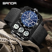 Недорогие Цифровые часы-SANDA Мужчины электронные часы На открытом воздухе Мода Повседневные часы Наручные часы Светящийся будильник С тремя часовыми поясами Календарь ТПУ Часы