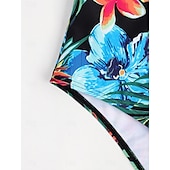 cheap One-pieces-Women&#039;s Swimwear One Piece Swimsuit Backless Zipper Vacation Tropical Floral Graphic Halter Neck Sleeveless Bathing Suits
