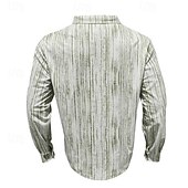economico camicia da uomo con bottoni-Per uomo Camicia Camicia estiva Maglietta informale Camicia da spiaggia Camicia con bottoni Rosso Verde Kaki Grigio chiaro Manica lunga Strisce Bavero Da mare Hawaiano Tasche Abbigliamento Poliestere