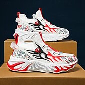 economico Sneakers da uomo-eleganti sneakers rosse da uomo con motivo a fiamma - eleganti e comode, perfette per feste o uscite informali