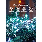 cheap Solar String Lights-10m Solar String Lights 370 LEDs with 13 Keys Remote - Warm, Cool White &amp; Blue Firecracker Lights for Holiday Party