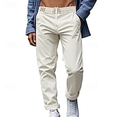 baratos Magro-Homens Social Calças Calças de Terno Bolsos Com Cordão Cintura elástica Tecido Conforto Resistente a rugas Comprimento total Festa O negócio Diário Elegante Moda Preto Branco Micro-Elástica