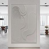 cheap Abstract Paintings-Hand painted White Minimalist Wall Art  Plaster Art  Matte Textured Wall Art Home Wall Art  Structure Abstract Painting  3D Art Home Decoration Frame Ready To Hang Or No Frame