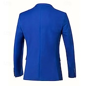 cheap Men&#039;s Classic Blazers-Men&#039;s Blazer Business Cocktail Party Wedding Party Fashion Casual Spring &amp;  Fall Polyester Plain Buttons Pocket Comfortable Single Breasted Blazer Black White Navy Blue Royal Blue