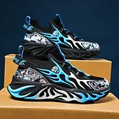 economico Sneakers da uomo-eleganti sneakers rosse da uomo con motivo a fiamma - eleganti e comode, perfette per feste o uscite informali