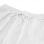 baratos Feriado-Homens Calças de linho Calças Calça verão Calças de praia Com Cordão Cintura elástica Perna reta Tecido Conforto Respirável Comprimento total Casual Diário Feriado Férias Moda Preto Branco