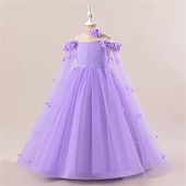 cheap Flower Girl&#039;s Dresses-Flower Girl Dress Kid&#039;s Girls&#039; Princess Dress Performance Wedding Party Elegant Beautiful Mesh Solid Color Sleeveless Crew Neck Light Pink White 4 years+