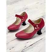 cheap 1930s-Women&#039;s 1930s Vintage Style Mary Jane Pumps with Cutout Design and Mid-Heel, Comfortable Dress Shoes for Office and Formal Events