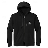 abordables Sudaderas y Sudaderas Elite para Hombres-Hombre Sudadera con capucha y cremallera completa Negro Blanco Con Capucha Graphic Cremallera Bolsillo Deporte Casual Diario Ropa de calle Fresco Design Primavera Otoño Ropa Sudaderas con capucha