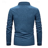preiswerte Klassisches Poloshirt für Herren-Herren Golfhemd Golf Poloshirts Arbeit Casual Kargen Langarm Basic Modern Farbblock Patchwork Knopf Frühling &amp; Herbst Regular Fit Königliches Blau Blau Dunkelgrau Khaki Hellgrau Hellblau Golfhemd