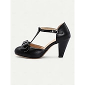 voordelige Jaren 50-dames mintgroene t-band mary jane hakken met strikdetail - vintage stijl pumps voor feesten en formele gelegenheden