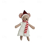 voordelige Poppen-waldorf pop accessoires handgemaakte zachte baby muis meisje begeleiden lappenpoppen verjaardagscadeau gebreide pop schattige meisjes pluche pop knuffel gepersonaliseerde geweven poppenset