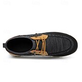 cheap Men&#039;s Sneakers-Men&#039;s Grey Knit Sport Shoes with Leather Accents and Lace-Up Design – Comfortable Casual &amp; Outdoor Footwear