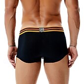 cheap Men&#039;s Boxers Underwear-Men&#039;s 1 PCS Boxers Underwear Boxer Shorts Patchwork 90% Cotton Breathable Soft Comfortable Color Block Letter Mid Rise Black White