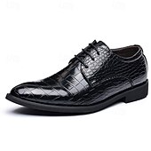 economico Formale-scarpe eleganti da uomo in similpelle con motivo coccodrillo marrone – calzature formali con lacci e design strutturato per lavoro e matrimoni