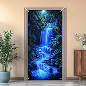 olcso Garázs- és ajtózászlók-ajtódíszek ajtóhuzatok trópusi vízesés ajtó kárpit ajtófüggöny dekoráció háttér beltéri/kültéri ajtó transzparens bejárati ajtó parasztházhoz