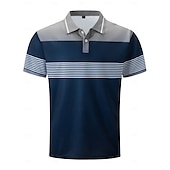 billige Klassisk poloskjorte for menn-Herre Business Polo Golf skjorte Virksomhet Avslappet Knaphul Klassisk Kortermet Fargeblokk Stribe Lapper Knapper Sommer Vår &amp; Vinter Hvit Rød Oransje Grønn Kakifarget Grå Business Polo