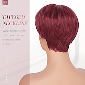 baratos Perucas Sintéticas sem Touca-pixie cut perucas sintéticas curtas pixie corte de cabelo peruca com franja peruca em camadas sem cola perucas onduladas para mulheres