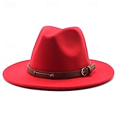 preiswerte Fedora-Hut-Herren Kentucky Derby Hut Sonnenhut Cowboyhut Fedora-Trilby-Hut Schwarz Weiß Wollig Vintage-Stil Mode 18. Jahrhundert Bundesstaat Texas Täglich Themenparty Einfarbig Sonnenschutz Cosplay