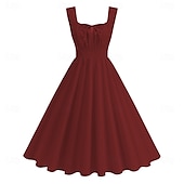 cheap Dresses-Retro Vintage 1950s Cocktail Dress Dress Flare Dress Solid Color Women&#039;s Masquerade Event / Party Bachelorette Party Festival Adults&#039; Dress Homecoming Dresses