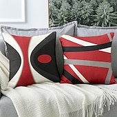 billige geometrisk stil-geometrisk pynteputetrekk 1stk mykt firkantet putetrekk putetrekk til soverom stue sofa sofastol svart rød grå