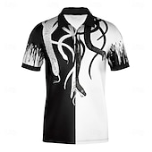 cheap Men&#039;s Animal Print Polo-Men&#039;s Snake Golf Shirt Short Sleeve Polo Shirts Collared Shirts Casual Horror School Outdoor Street 3D Print Summer Black-white