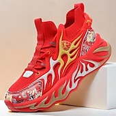 economico Sneakers da uomo-eleganti sneakers rosse da uomo con motivo a fiamma - eleganti e comode, perfette per feste o uscite informali
