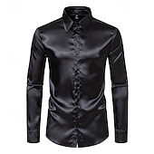 economico camicia da uomo con bottoni-Per uomo Camicia Camicia Estiva Camicia casual Camicia da Spiaggia Camicia con Colletto Camicia con Bottoni Nero Bianco Giallo Rosso Blu marino Manica Lunga Semplice Bavero Vacanza Camicia hawaiana