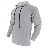 cheap Basic Hoodies-Men&#039;s Hoodie Black White Khaki Light Grey Dark Gray Hooded Plain Front Pocket Sports &amp; Outdoor Daily Holiday Polyester Streetwear Basic Casual Spring &amp;  Fall Clothing Apparel Hoodies Sweatshirts