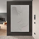 cheap Abstract Paintings-Hand painted White Minimalist Wall Art  Plaster Art  Matte Textured Wall Art Home Wall Art  Structure Abstract Painting  3D Art Home Decoration Frame Ready To Hang Or No Frame