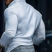economico Camicie eleganti da uomo-Per uomo Quadri Camicia elegante Camicia casual Camicia con Bottoni Manica Lunga Business Casual Formale Affari Casuale Primavera Autunno Collo ripiegato Cardigan con Bottoni Bianco