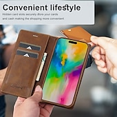 levne Pouzdra pro iPhone-telefon Carcasă Pro iPhone 16 15 14 Pro Max Plus iPhone 13 12 11 Pro Max Mini Flip Cover se stojánkem Magnetické Slot pro kartu Retro TPU PU kůže