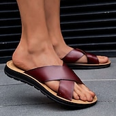 abordables sandales d&#039;extérieur-sandales décontractées à brides croisées pour hommes, chaussures d&#039;été confortables en similicuir pour l&#039;extérieur et la plage