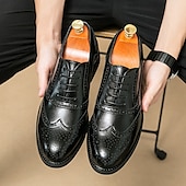 billige Formell-Herresko med tofarget vingetupp i oxford-brogues i brunt og hvitt, ekte skinn med gatsby-inspirerte vintage-sko fra 1920-tallet til bryllup, jazzfester og formelle arrangementer