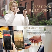 billige iPhone-etuier-telefon Etui Til iPhone 16 15 14 Pro Max Plus iPhone 13 12 11 Pro Max Flip deksel med stativ Magnetisk Kortspor Kontor / Bedrift TPU PU lær